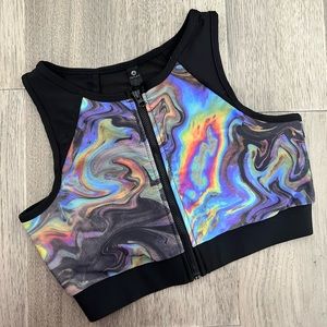 Oil spill effect sports bra